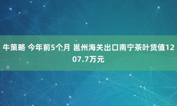 牛策略 今年前5个月 邕州海关出口南宁茶叶货值1207.7万元